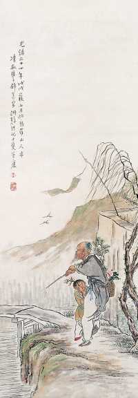 钱慧安 戊戌（1898）年作 人物 立轴